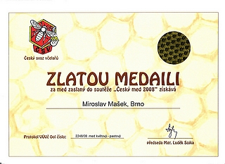 Zlatá medaile med květový pastový 2008