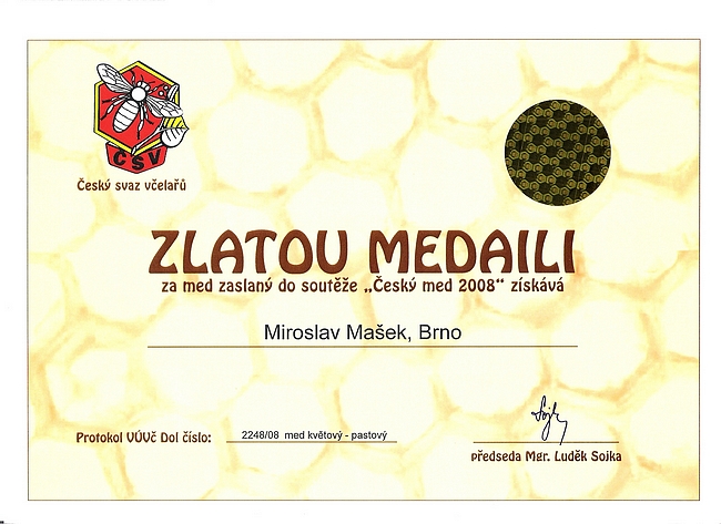 Zlatá medaile med květový pastový 2008