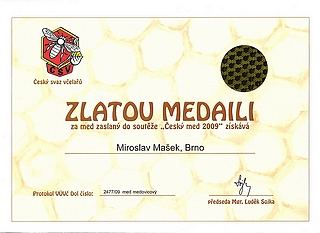Zlatá medaile med medovicový 2009