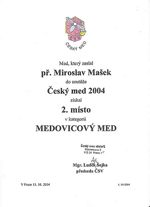 Certifikát med medovicový 2004